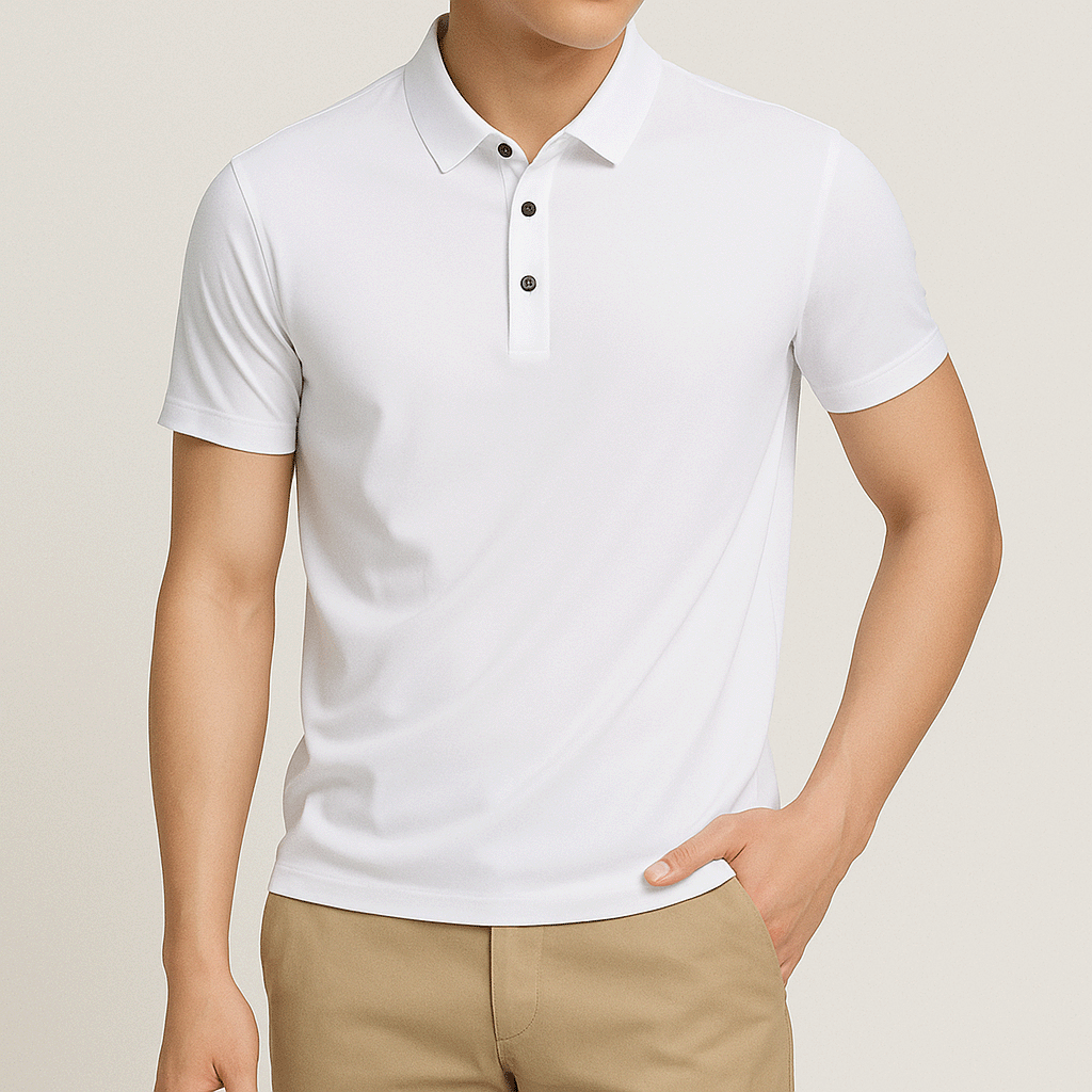 Men's glossy silk polo shirt