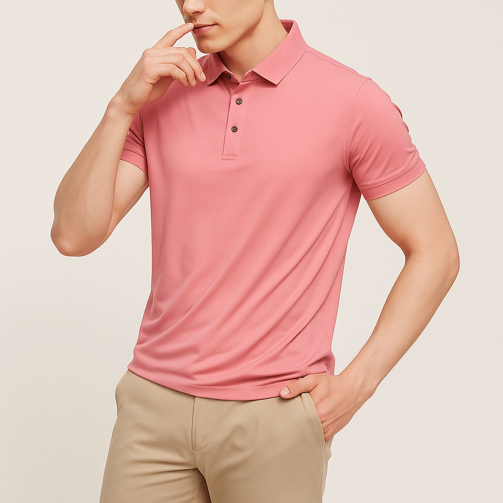 Men's glossy silk polo shirt