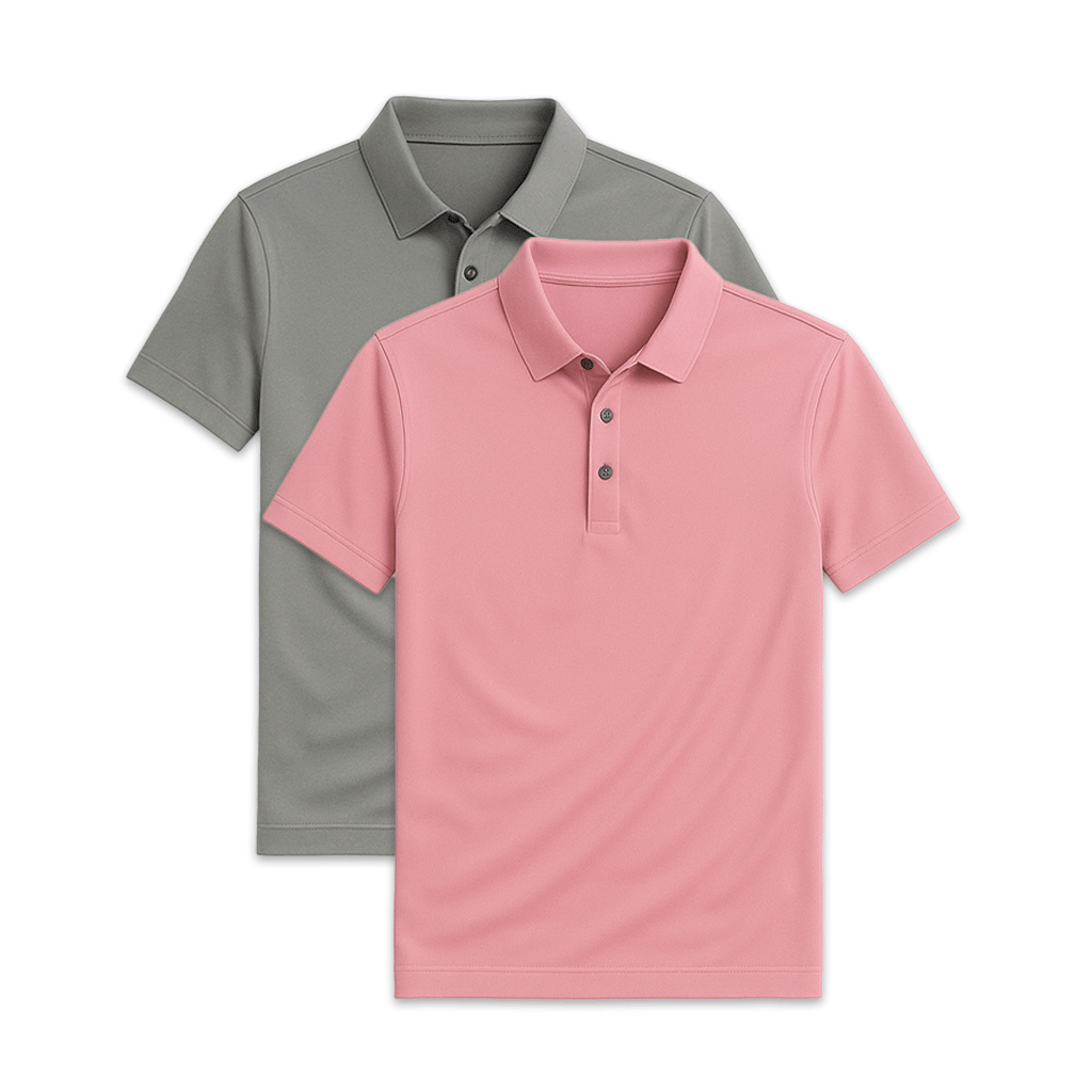 Set of 2 glossy silk polo shirts
