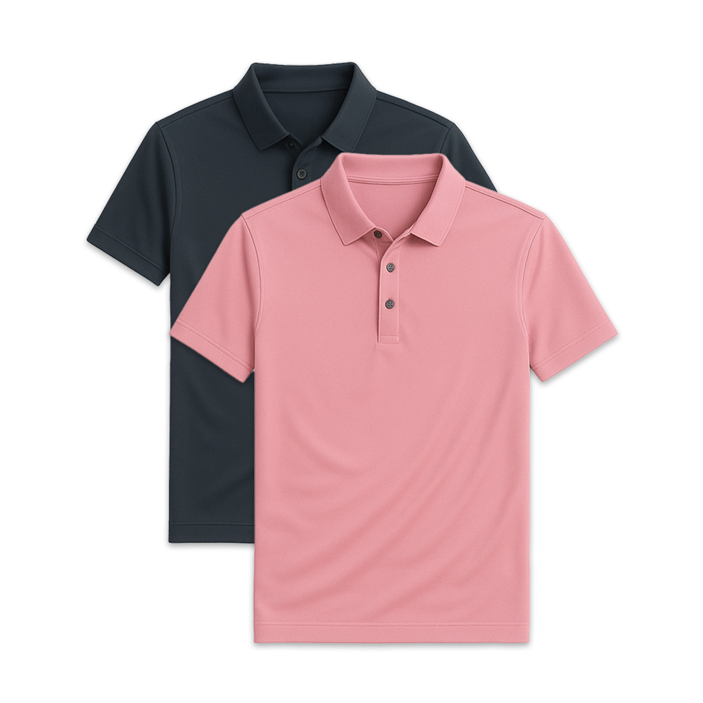 Set of 2 glossy silk polo shirts