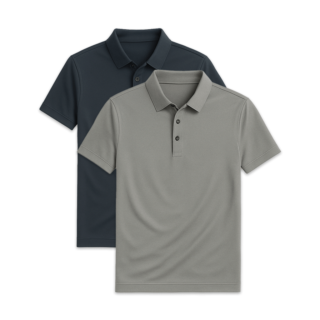 Set of 2 glossy silk polo shirts