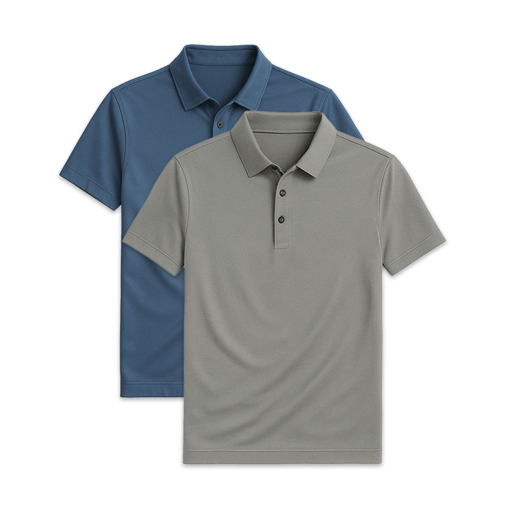 Set of 2 glossy silk polo shirts