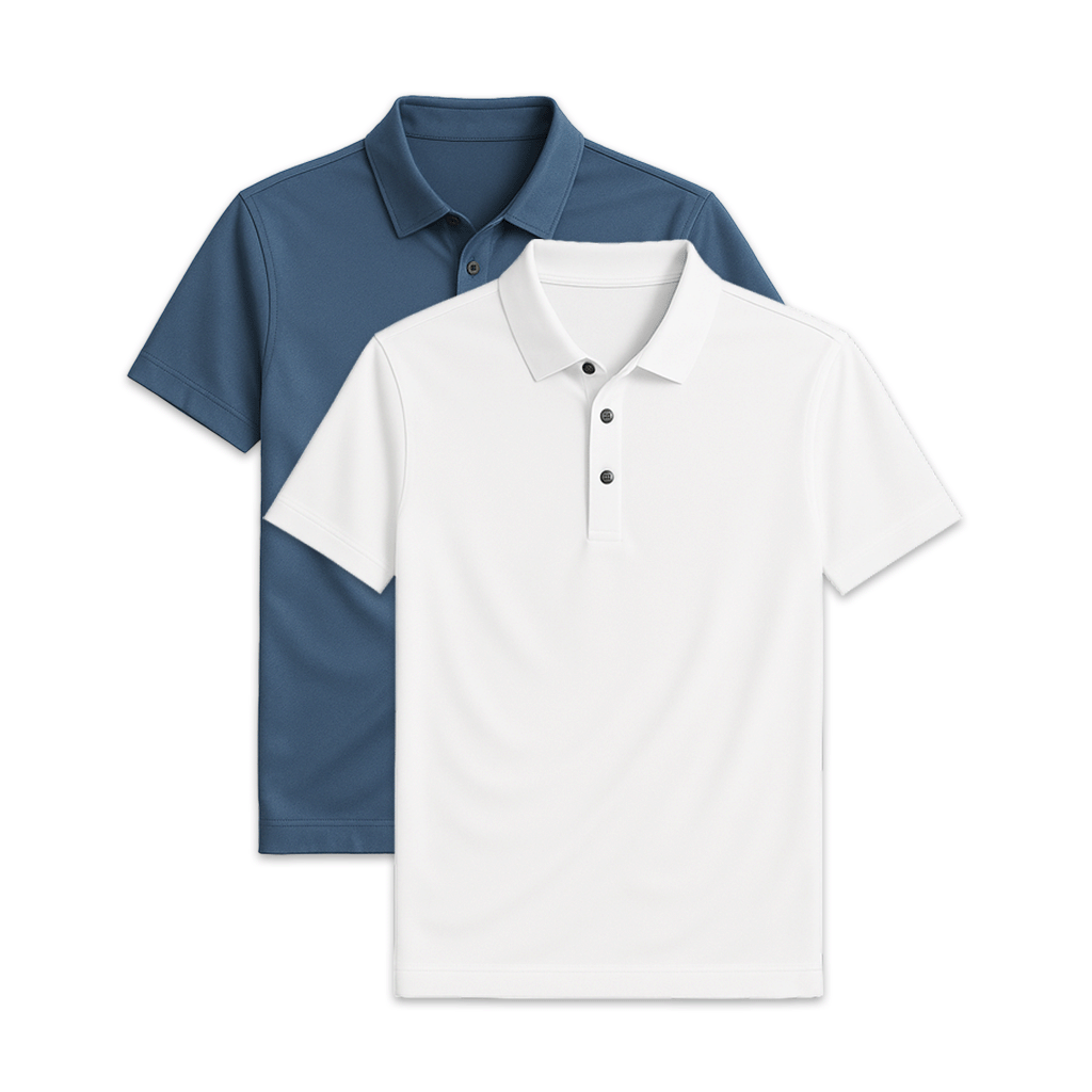 Set of 2 glossy silk polo shirts