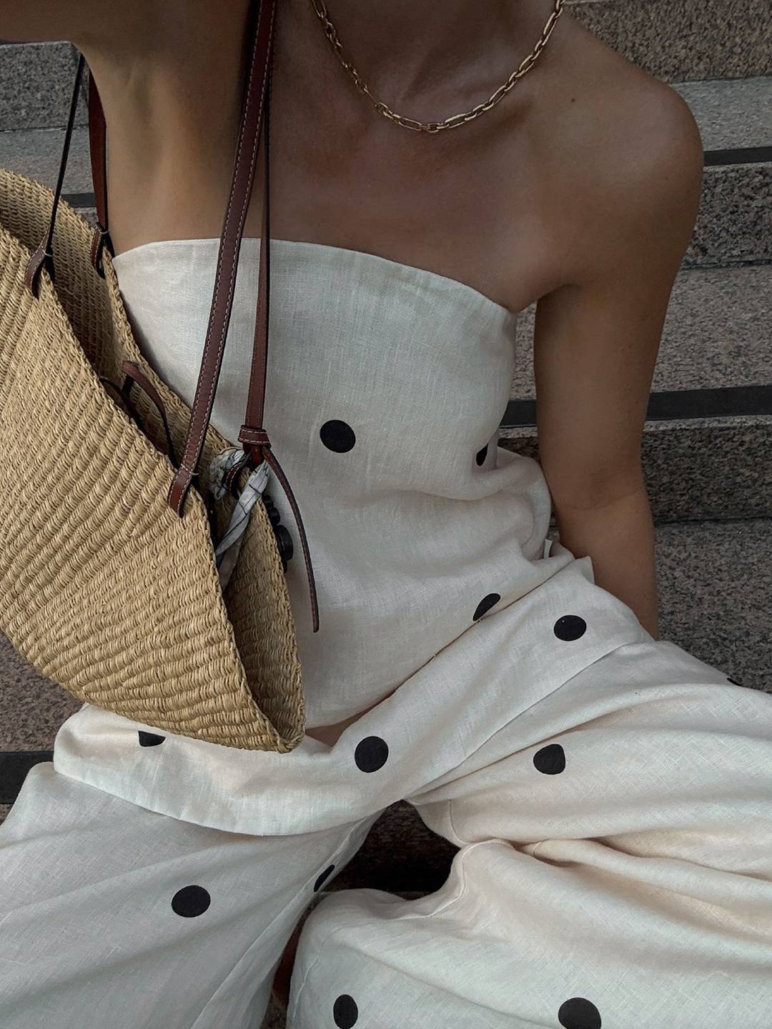 2 pièces ensembles avec pantalon larges jambes évasé top à pois fendu fermeture éclair bustier pour femme les vacances