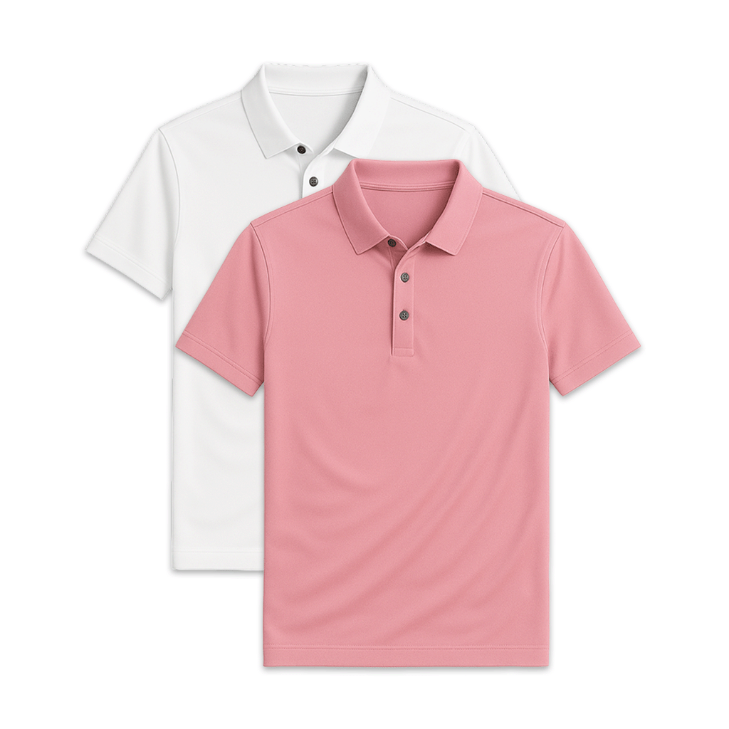 Set of 2 glossy silk polo shirts