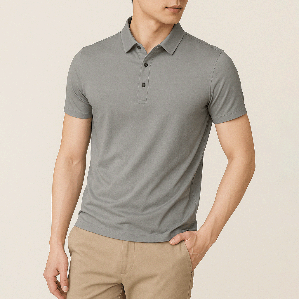 Men's glossy silk polo shirt