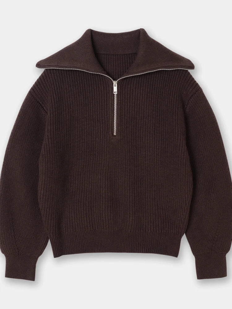 Women's knit sweater with zipper