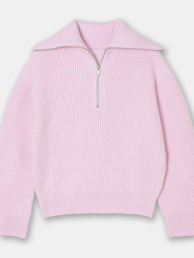 Women's knit sweater with zipper