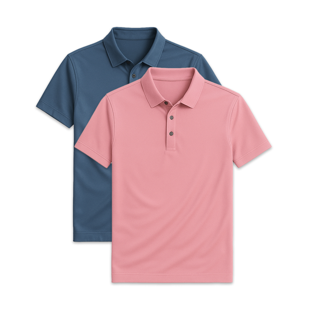 Set of 2 glossy silk polo shirts