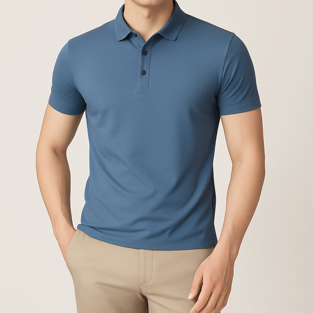 Men's glossy silk polo shirt